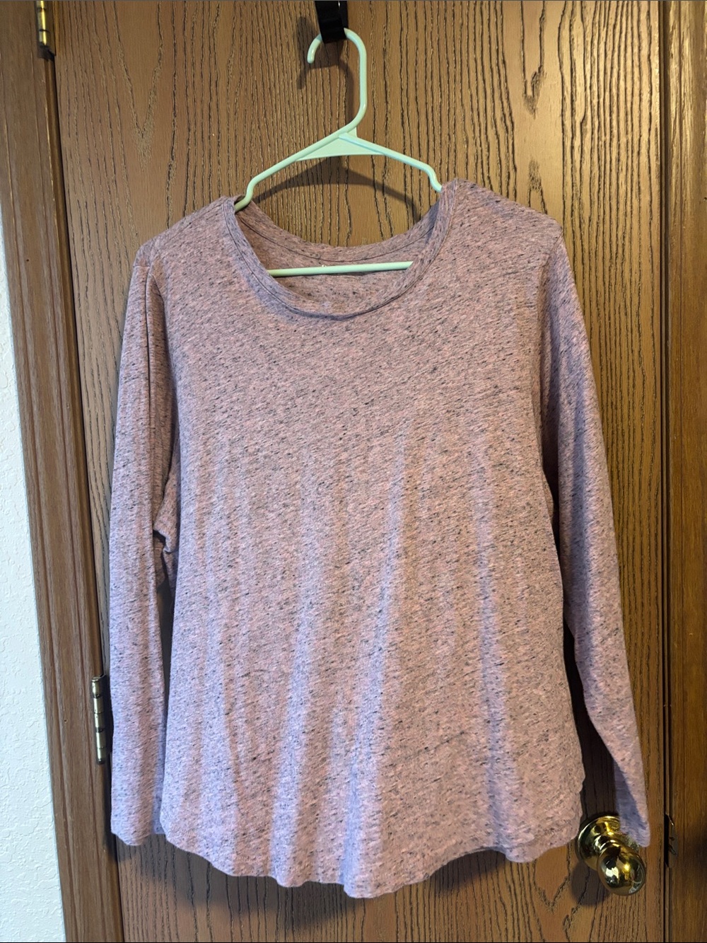 Old Navy Heathered Mauve Long Sleeve Scoop Neck Top